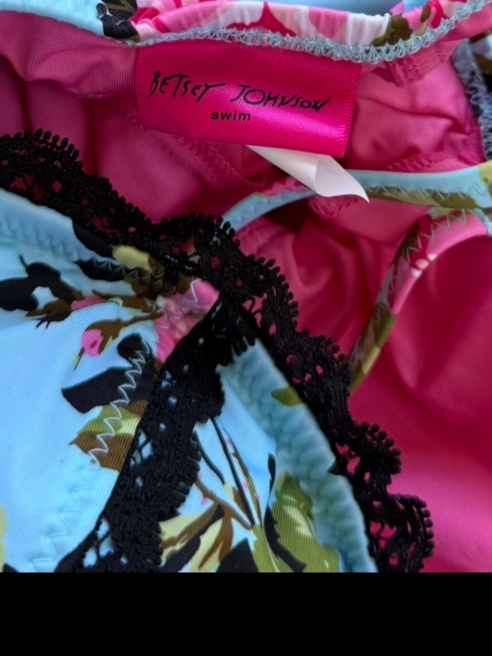 Betsey Johnson Swimsuit Dress Gypsy Rose blue Pink floral Ruffle retro pinup S - Picture 5 of 8